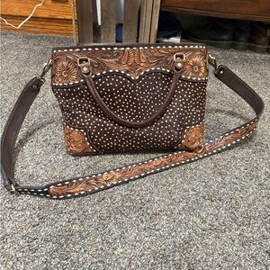 American Darling Brown and Tan Floral Shoulder Bag